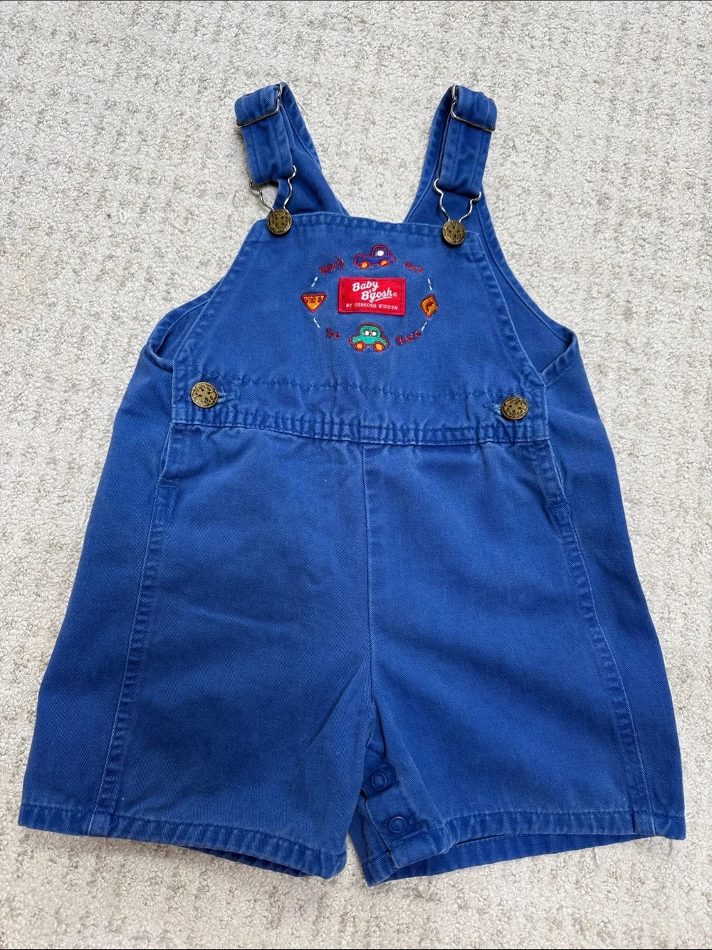 Vintage OshKosh Baby B'Gosh Truck Car Construction Overalls/Shortalls, 24 months